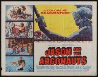 9t179 JASON & THE ARGONAUTS 1/2sh '63 great special effects by Ray Harryhausen, art of colossus!