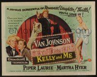 9t196 KELLY & ME style A 1/2sh '57 Van Johnson, Piper Laurie, sexy Martha Hyer & dog!