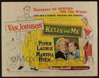 9t197 KELLY & ME style B 1/2sh '57 art of Van Johnson, Piper Laurie, sexy Martha Hyer & dog!