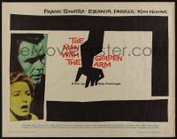 9t265 MAN WITH THE GOLDEN ARM 1/2sh R60 Frank Sinatra is hooked, classic Saul Bass artwork & design!
