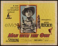 9t266 MAN WITH THE GUN style A 1/2sh '55 Robert Mitchum as a man who lived and breathed violence!