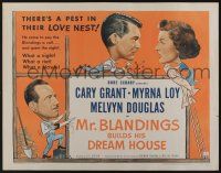 9t281 MR. BLANDINGS BUILDS HIS DREAM HOUSE 1/2sh R54 Cary Grant, Myrna Loy & Melvyn Douglas!