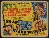 9t293 ON AN ISLAND WITH YOU style B 1/2sh '48 Esther Williams, Jimmy Durante, Hirschfeld art!