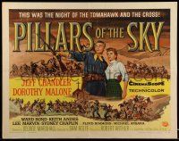 9t300 PILLARS OF THE SKY style A 1/2sh '56 art of soldier Jeff Chandler & pretty Dorothy Malone!