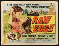 9t316 RAW EDGE style B 1/2sh '56 cowboy Rory Calhoun & sexy Yvonne De Carlo in a savage land!