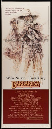9t465 BARBAROSA insert '82 great art of Gary Busey & Willie Nelson with smoking gun by G.T. Suj!