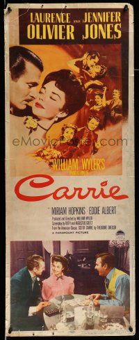 9t503 CARRIE insert '52 romantic art of Laurence Olivier & Jennifer Jones, William Wyler