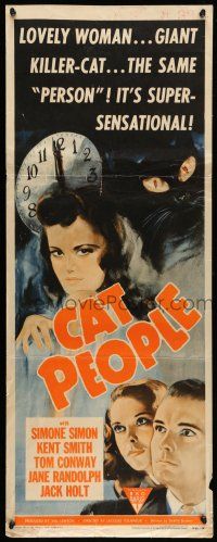 9t507 CAT PEOPLE insert R52 Val Lewton, art of sexy Simone Simon by black panther!