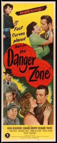9t540 DANGER ZONE insert '51 film noir, Hugh Beaumont deals with dangerous dames!