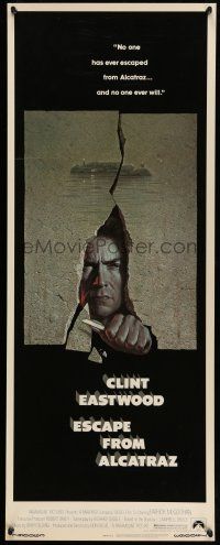 9t555 ESCAPE FROM ALCATRAZ insert '79 cool artwork of Clint Eastwood busting out by Lettick!