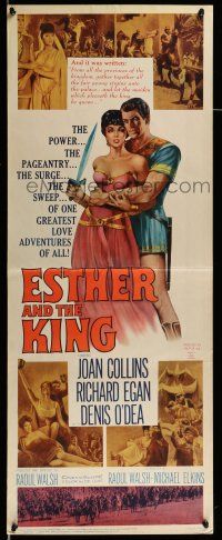 9t557 ESTHER & THE KING insert '60 Mario Bava, art of sexy Joan Collins & Richard Egan embracing!