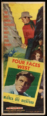 9t579 FOUR FACES WEST insert '48 Joel McCrea, Frances Dee, the strangest desperado ever!