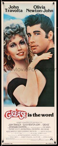 9t593 GREASE insert '78 close up of John Travolta & Olivia Newton-John in classic musical!
