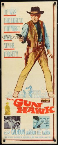 9t595 GUN HAWK insert '63 cool art of cowboy Rory Calhoun with smoking gun!