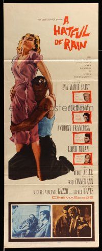 9t603 HATFUL OF RAIN insert '57 Fred Zinnemann early drug classic, Eva Marie Saint, Don Murray