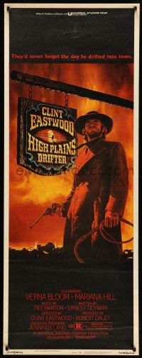 9t612 HIGH PLAINS DRIFTER insert '73 classic art of Clint Eastwood holding gun & whip!