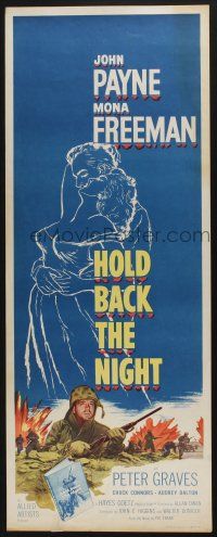 9t617 HOLD BACK THE NIGHT insert '56 art of Korean War soldier John Payne & sexy Mona Freeman!