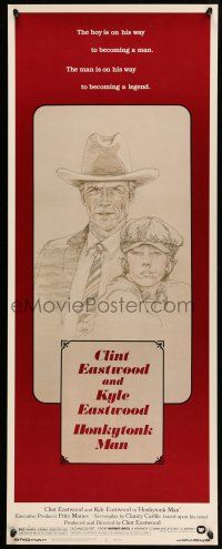 9t619 HONKYTONK MAN insert '82 cool art of Clint Eastwood & his son Kyle Eastwood by J. Isom!