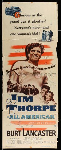 9t637 JIM THORPE ALL AMERICAN insert '51 Burt Lancaster as greatest athlete of all time!