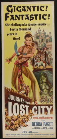 9t643 JOURNEY TO THE LOST CITY insert '60 directed by Fritz Lang, art of sexy Arabian Debra Paget!