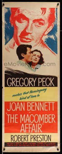 9t670 MACOMBER AFFAIR insert '47 Gregory Peck makes that Hemingway kind of love to Joan Bennett!