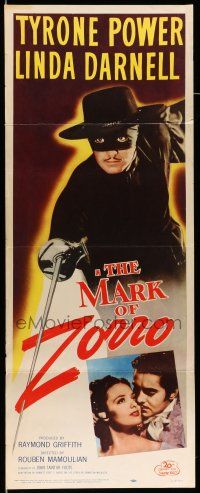 9t680 MARK OF ZORRO insert R58 masked hero Tyrone Power in costume & with young Linda Darnell!