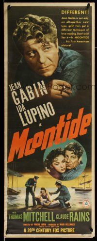 9t693 MOONTIDE insert '42 great art of sexy Ida Lupino & smoking Jean Gabin, Fritz Lang directs!