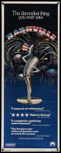 9t703 NASHVILLE insert '75 Robert Altman, cool patriotic sexy microphone artwork!