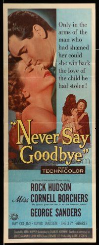 9t708 NEVER SAY GOODBYE insert '56 close up of Rock Hudson holding Miss Cornell Borchers!