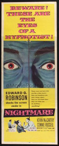 9t714 NIGHTMARE insert '56 Edward G. Robinson, from the Cornel Woolrich novel!