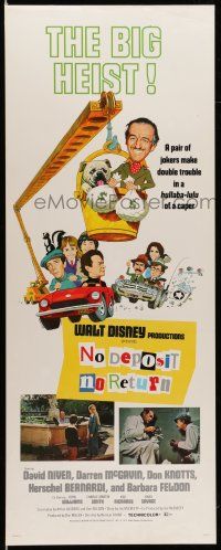 9t716 NO DEPOSIT NO RETURN insert '76 Disney, wacky art of David Niven in crane bucket w/moneybags