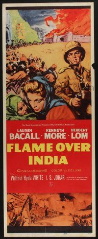 9t721 NORTH WEST FRONTIER insert '60 Lauren Bacall & soldier Kenneth More, Flame Over India!