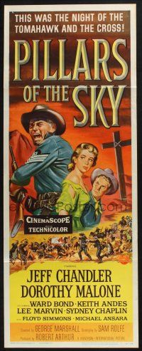 9t737 PILLARS OF THE SKY insert '56 soldier Jeff Chandler & pretty Dorothy Malone fight Indians!