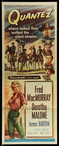 9t743 QUANTEZ insert '57 artwork of Fred MacMurray & sexy Dorothy Malone with torn shirt!