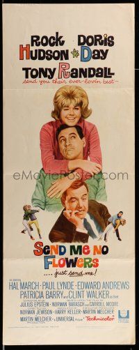 9t768 SEND ME NO FLOWERS insert '64 great image of Rock Hudson, Doris Day & Tony Randall!