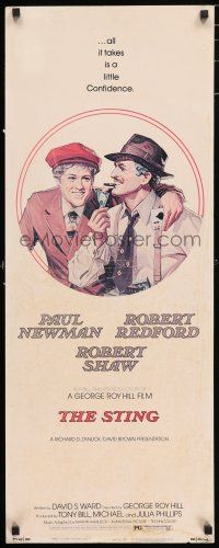 9t786 STING insert '74 best artwork of con men Paul Newman & Robert Redford by Richard Amsel!