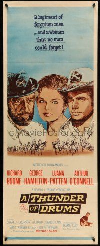 9t808 THUNDER OF DRUMS insert '61 art of Richard Boone, George Hamilton & Luana Patten, Civil War!