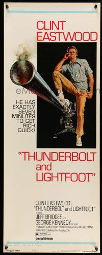 9t809 THUNDERBOLT & LIGHTFOOT style C insert '74 Clint Eastwood with huge gun by Robert McGinnis
