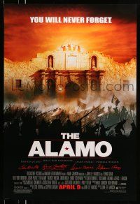 9w032 ALAMO advance DS 1sh '04 Billy Bob Thornton as Davy Crockett, Dennis Quaid, Texas history!