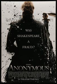 9w051 ANONYMOUS advance DS 1sh '11 Rhys Ifans, Vanessa Redgrave, was Shakespeare a fraud?!