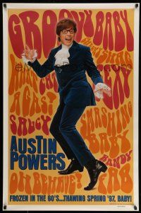 9w058 AUSTIN POWERS: INT'L MAN OF MYSTERY teaser 1sh '97 Mike Myers is frozen in the 60s!