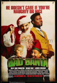 9w064 BAD SANTA advance 1sh '03 Billy Bob Thornton, Bernie Mac, Christmas crime comedy!