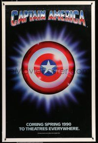 9w113 CAPTAIN AMERICA teaser 1sh '90 Marvel Comics superhero, cool image of shield!