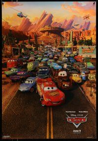 9w114 CARS advance 1sh '06 Walt Disney Pixar animated automobile racing, great cast image!