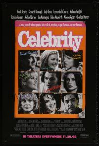 9w120 CELEBRITY advance 1sh '98 Woody Allen, Hank Azaria, Charlize Theron, Leonardo DiCaprio