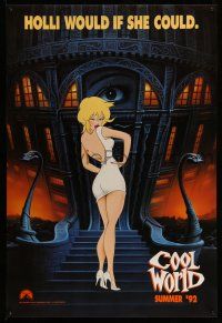 9w149 COOL WORLD teaser 1sh '92 cartoon art of Kim Basinger as Holli, she would if she could!