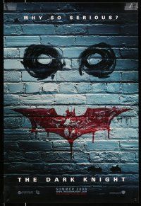 9w166 DARK KNIGHT teaser DS 1sh '08 why so serious? cool graffiti image of the Joker's face!