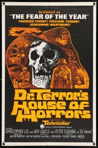 9w207 DR. TERROR'S HOUSE OF HORRORS int'l 1sh '65 Christopher Lee, cool horror montage art!
