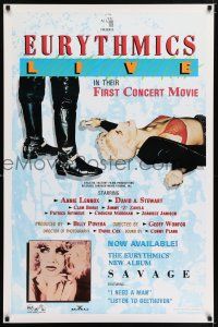 9w228 EURYTHMICS LIVE 1sh '87 sexy image of Annie Lennox rolling around on stage, concert!