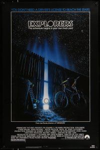 9w236 EXPLORERS 1sh '85 directed by Joe Dante, the adventure begins in your own back yard!